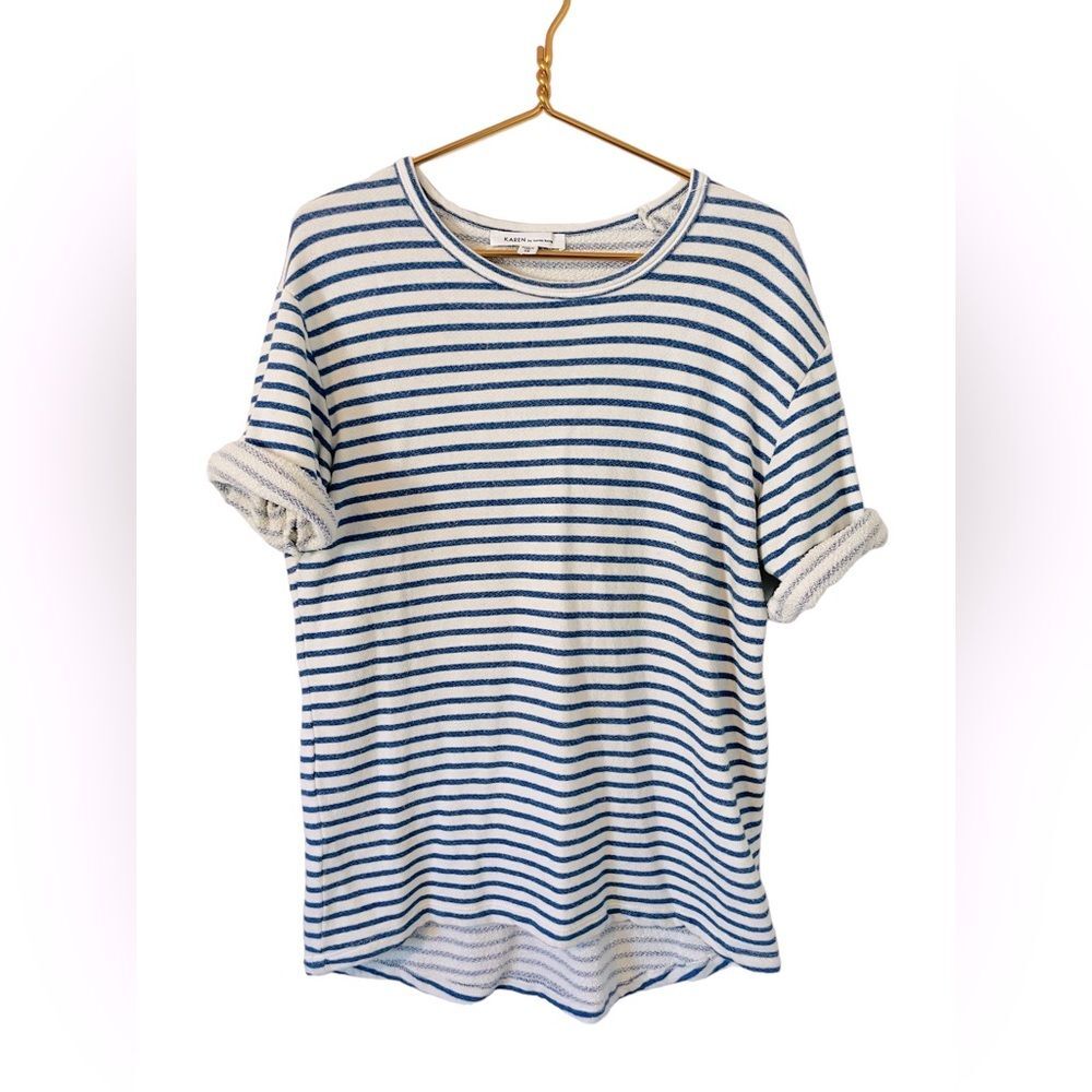 Karen Kane Relaxed Fit Striped Terry Cloth Short Sleeve Top, Size XS